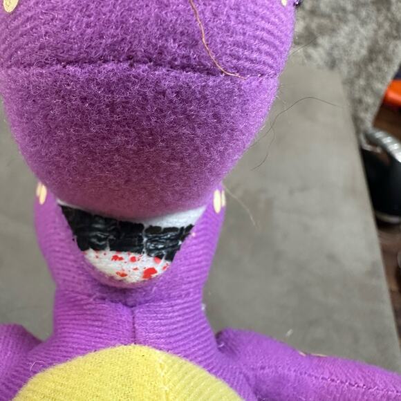 Vintage Petting Zoo Plush Duke Dinosaur Dragon Purple Yellow Standing 1994 - Picture 7 of 11